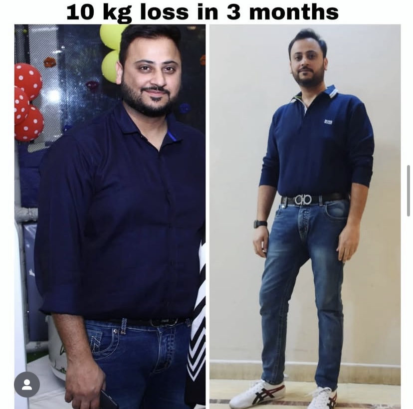 Client transformation — 10 kg lost in 3 months, Customised Programme